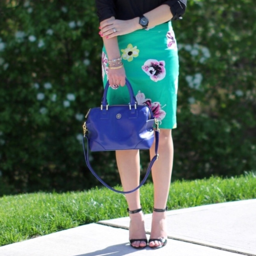 Green Floral The Pencil Skirt  J. Crew
